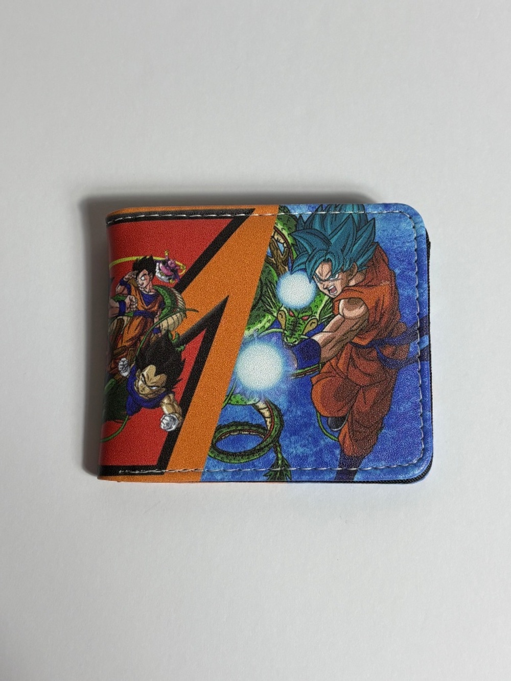 Dragonball Z Goku Vegeta Faux Leather Wallet Anime 90s Money Holder Blue Red